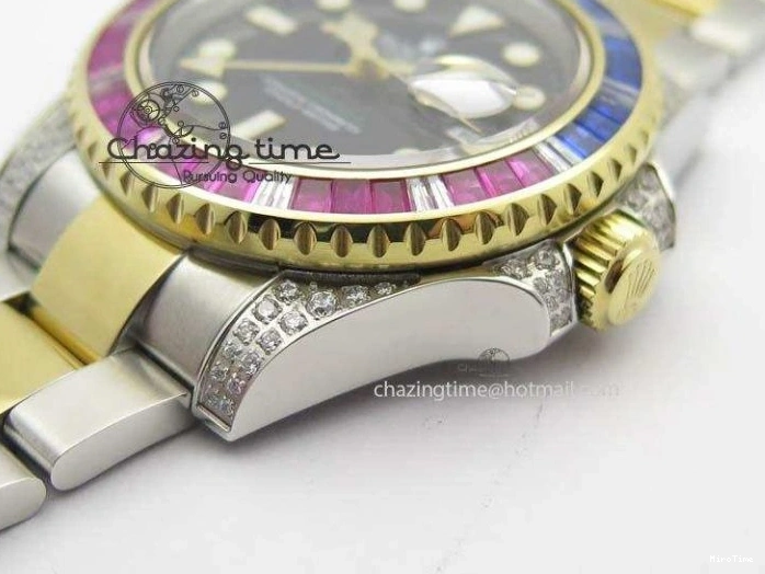 MiroTime 0511 GMT-Master II 116759 SS YG Bp-Maker Blue Red Ruby Crystal Black Dial On SS YG Bracelet A SmoothTexture 3771